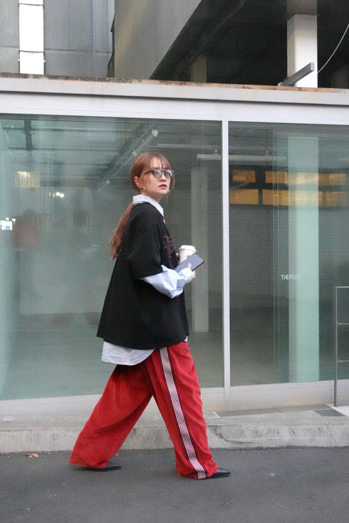 ベロアラインルーズパンツ